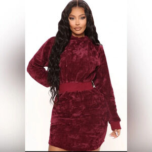 Burgundy Chenille Sweatshirt Dress